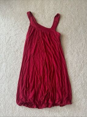 Red Bubble-Hem Summer Dress